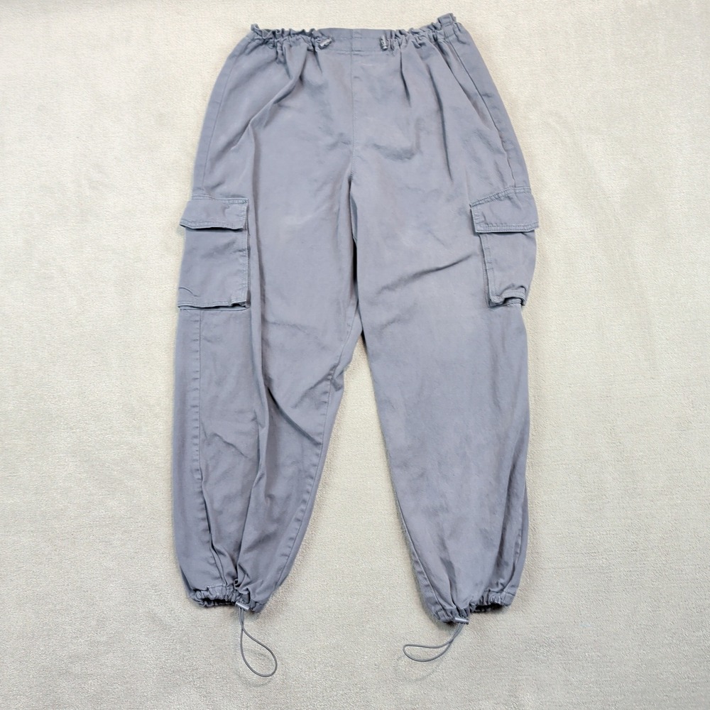 Primark Y2K Cargo Pants M Grey Cotton Utility Gorpcore Parachute Bungee Joggers
